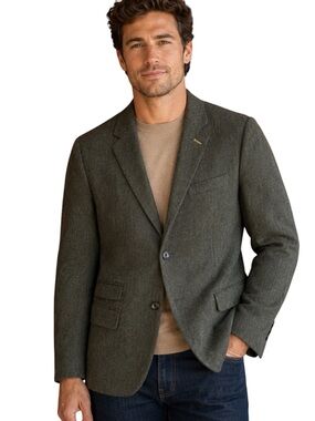 Studio JEFF BANKS Wool Blend Sports Coat in Herringbone Green